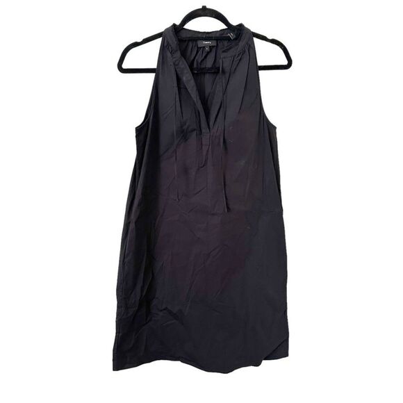 THEORY Nallane Light Poplin Mini Dress in Black Sz 6 - Picture 2 of 5